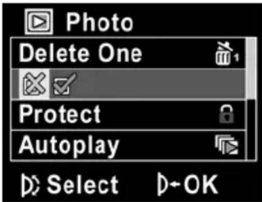 Photo Delete One Protect Autoplay Select OK