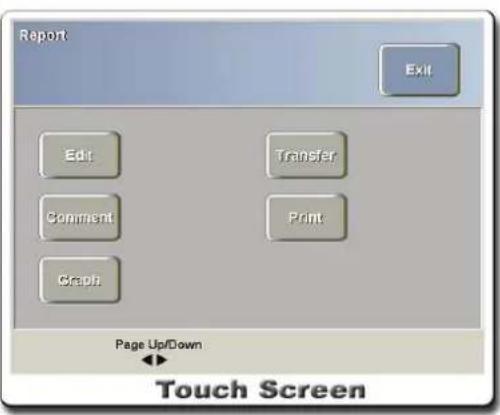 Report Exit Edit Transfer Comment Print Graph Page Up/Down Touch Screen