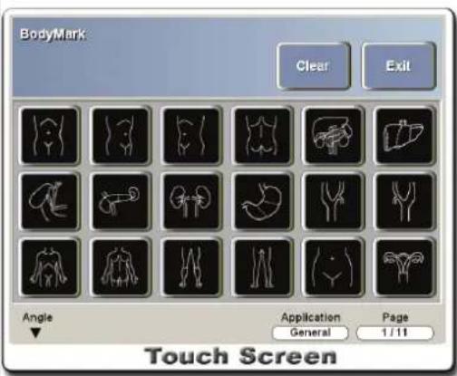BodyMark Clear Exit Angle Application Page General 1 / 11 Touch Screen