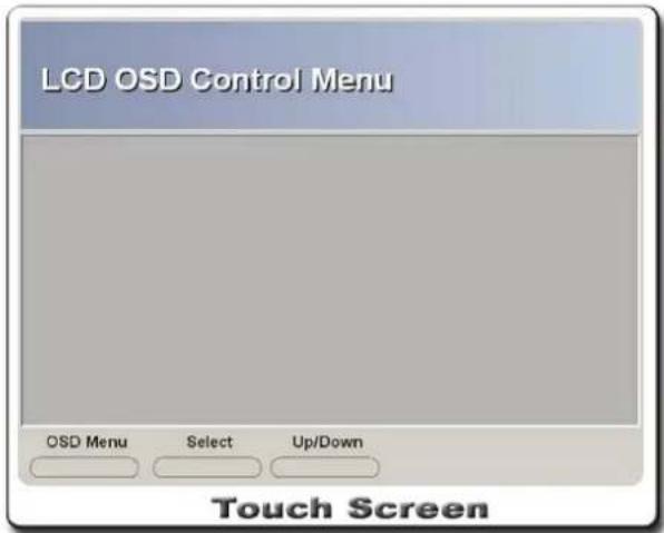 LCD OSD Control Menu OSD Menu Select Up/Down Touch Screen