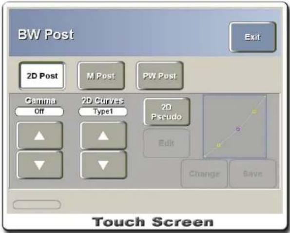 BW Post Exit 2D Post M Post PW Post Gamma Off 2D Curves Type1 2D Pseudo Edit Change Save Touch Screen