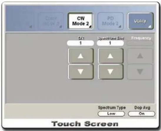 CW Mode 2 PD Mode 2 Utility DC 1 Spectrum End 1 Frequency Spectrum Type Low Dop Avg On Touch Screen