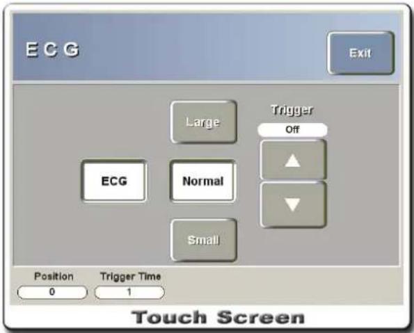 ECG Exit Large Trigger Off ECG Normal Small Position Trigger Time 0 1 Touch Screen