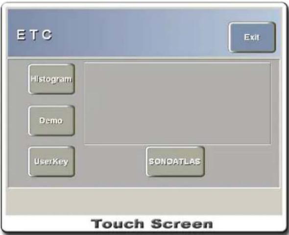 ETC Exit Histogram Demo UserKey SONOATLAS Touch Screen