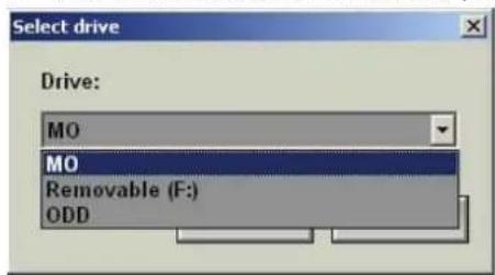 Select drive Drive: MO MO Removable (F:) ODD