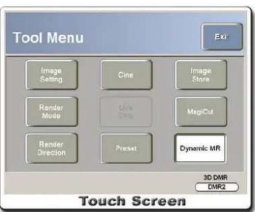 Tool Menu Exit Image Setting Cine Image Store Render Mode Uric MagiCut Render Direction Preset Dynamic MR 3D DMR DMR2 Touch Screen