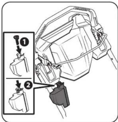 Technical diagram showing mechanical assembly with labeled parts and directional arrows indicating assembly steps