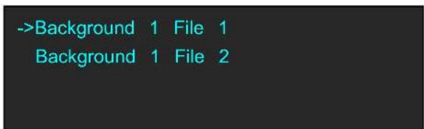 Text snippet showing two files with 'Background' and '1 File 1' in green text on dark background