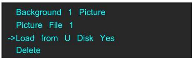 Background 1 Picture Picture File 1 ->Load from U Disk Yes Delete