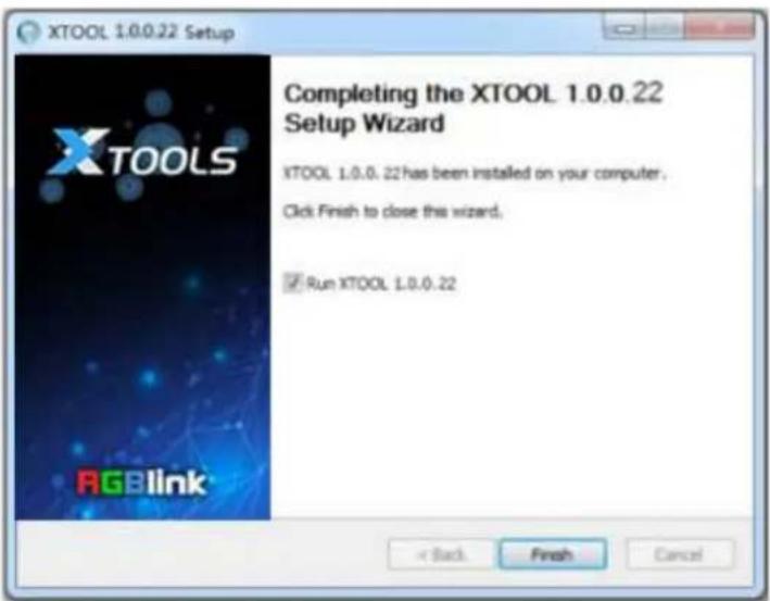 XTOOL 1.0.0.22 Setup Completing the XTOOL 1.0.0.22 Setup Wizard XTOOL 1.0.0.22 has been installed on your computer. Click Finish to close this wizard. ✓ Run XTOOL 1.0.0.22 < Back Finish Cancel