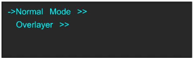 Text snippet showing comparison of 'Normal Mode' and 'Overlayer' with double arrow indicators