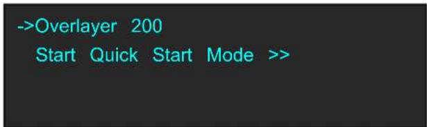 Text snippet showing 'Overlayer 200' with 'Start Quick Start Mode >>' prompt