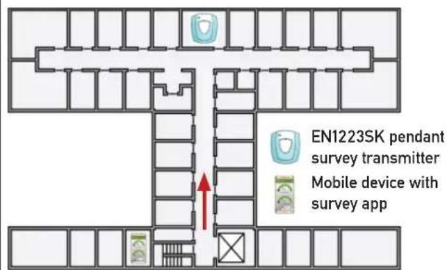 EN1223SK pendant survey transmitter Mobile device with survey app
