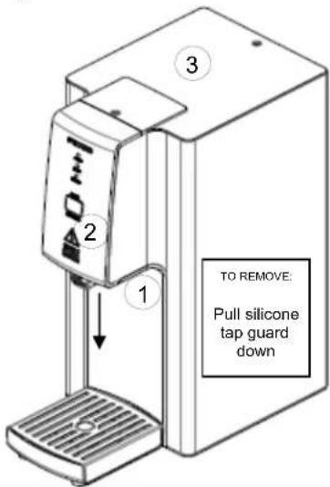 TO REMOVE: Pull silicone tap guard down