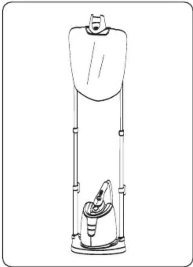 Line drawing of a vertical cylindrical device with a base and top component, no text or symbols present