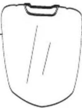 Simple line drawing of a rounded rectangular object with a handle and two diagonal lines inside, no text or symbols.