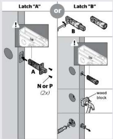 Latch "A" or Latch "B" A Up B N or P (2x) Wood block