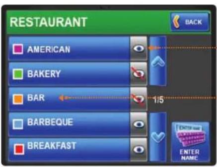 RESTAURANT AMERICAN BAKERY BAR BARBEQUE BREAKFAST BACK 1/5 ENTER NAME
