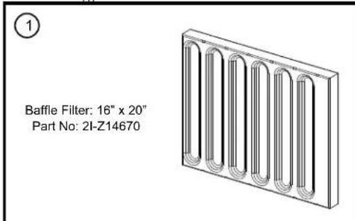 Baffle Filter: 16" x 20" Part No: 2I-Z14670