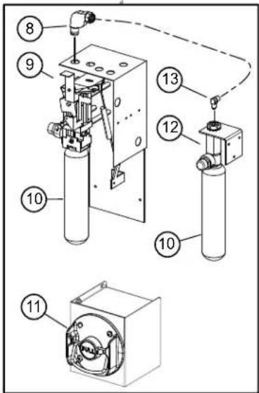 Technical diagram of an electrical device with numbered components and wiring connections
