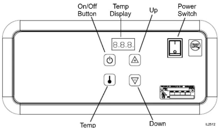 On/Off Button Temp Display Up Power Switch 8.8.8. Temp Down IL2512