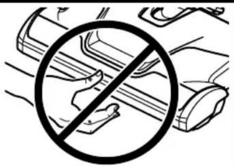 Prohibition sign with crossed-out hand and circular outline, depicting a prohibited vehicle or device.