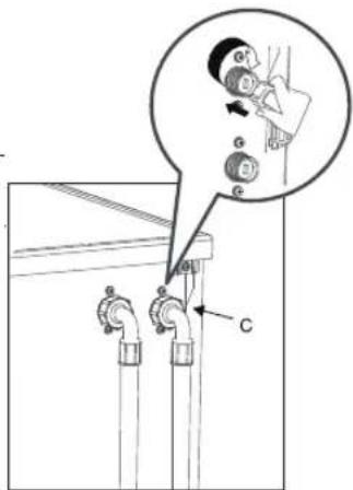 Diagram showing a person performing a medical procedure on a pipe with labeled components and an inset image of the procedure.