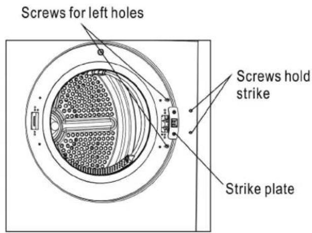 Screws for left holes Screws hold strike Strike plate