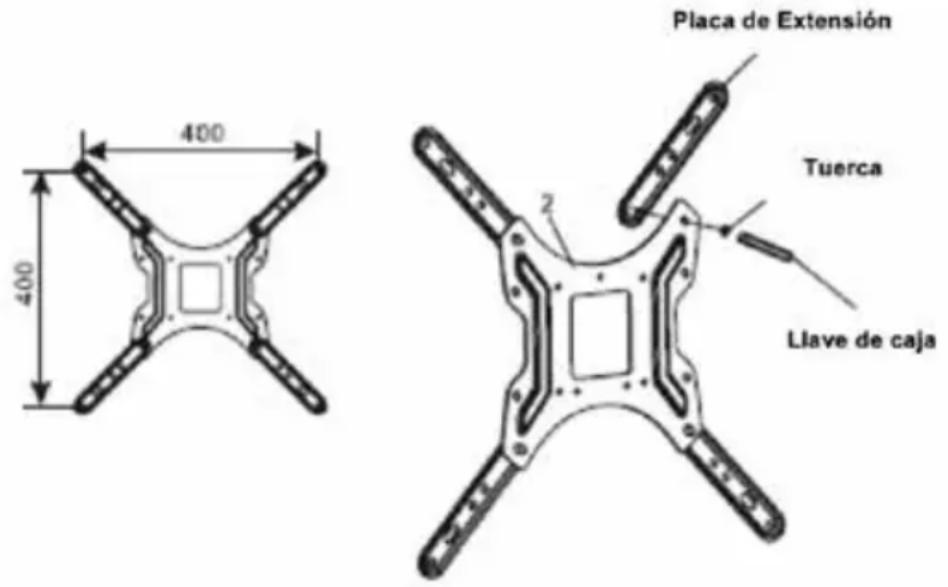 Placa de Extensión Tuerca Llave de caja 400 400