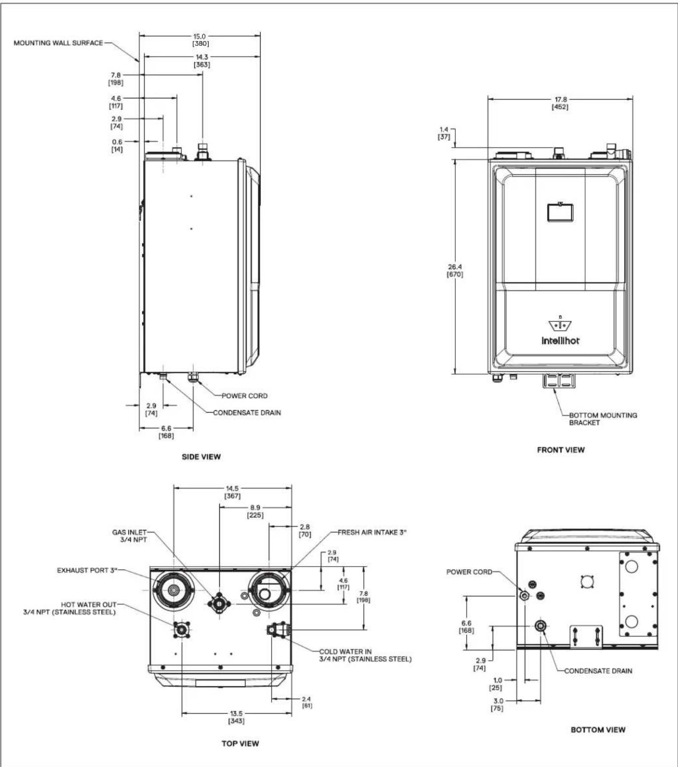 Intellihot iQ251 Gen II - Dimensional Specifications - 1
