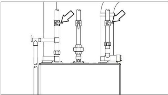Technical line drawing of industrial piping and valve assembly (no text or symbols)