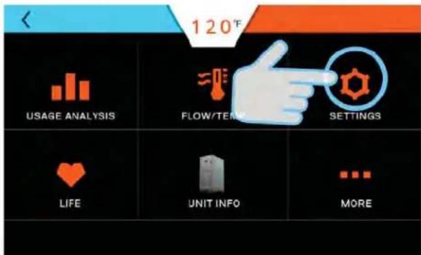 120° USAGE ANALYSIS FLOW/TERM SETTINGS LIFE UNIT INFO MORE