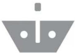 Simple gray geometric shape resembling a trapezoidal frame with two circular holes and a vertical line (no text or symbols)
