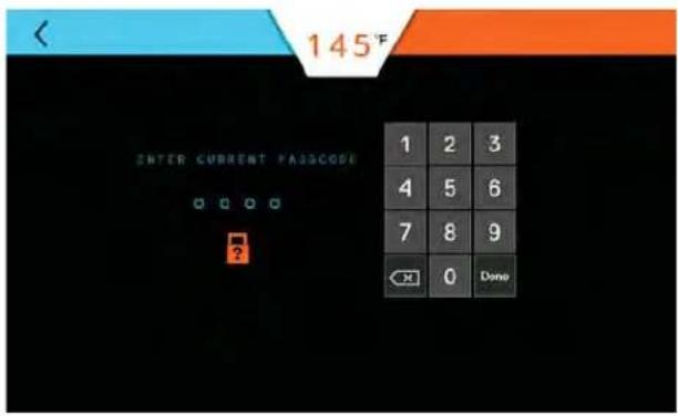 145°F INTER CURRENT PASSCODE 1 2 3 4 5 6 7 8 9 ← 0 Demo