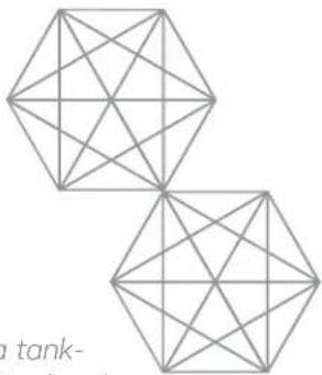 Geometric diagram of two identical pentagons with intersecting diagonals, no text or symbols present