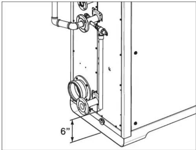 Technical line drawing of a mechanical assembly with pipes and housing (no text or symbols)