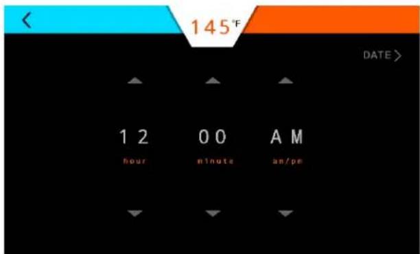 145°F DATE > 1 2 0 0 A M hour minute an/pe