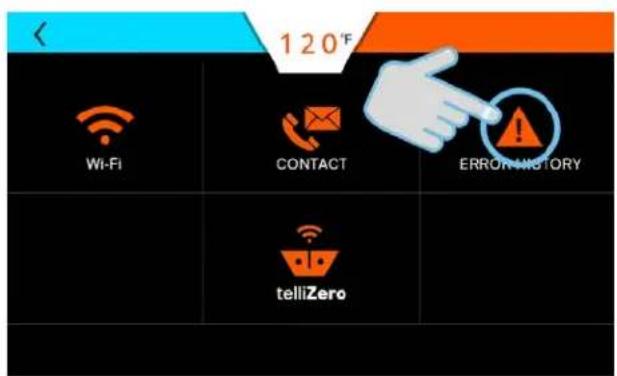 120°F Wi-Fi CONTACT ERROR HISTORY telliZero