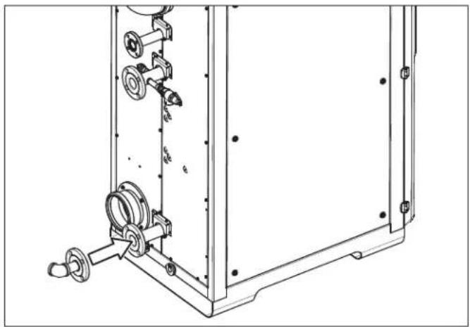 Technical line drawing of a mechanical assembly with mounting flanges and housing (no text or symbols)