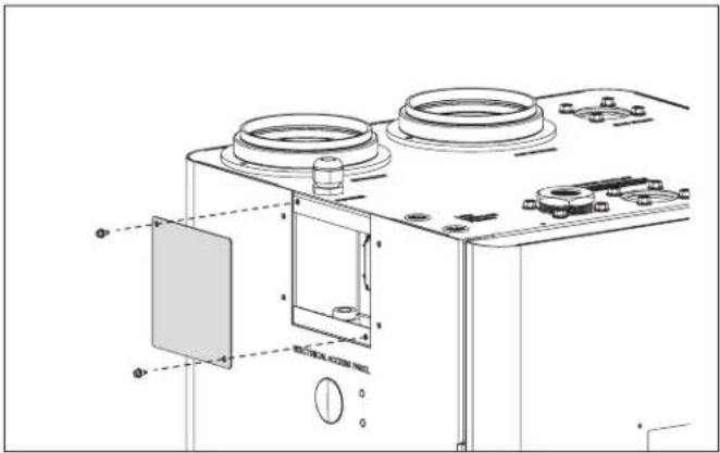 Technical diagram of a mechanical device with labeled components and directional arrows indicating assembly or movement.