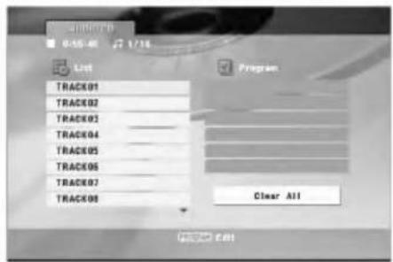 0:55:46 1/18 List TRACK01 TRACK02 TRACK03 TRACK04 TRACK05 TRACK06 TRACK07 TRACK08 Program Clear All OKOUT END
