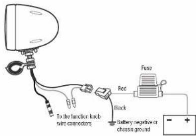 To the function knob wire connectors Red Back Battery negative or chassis ground Fuse