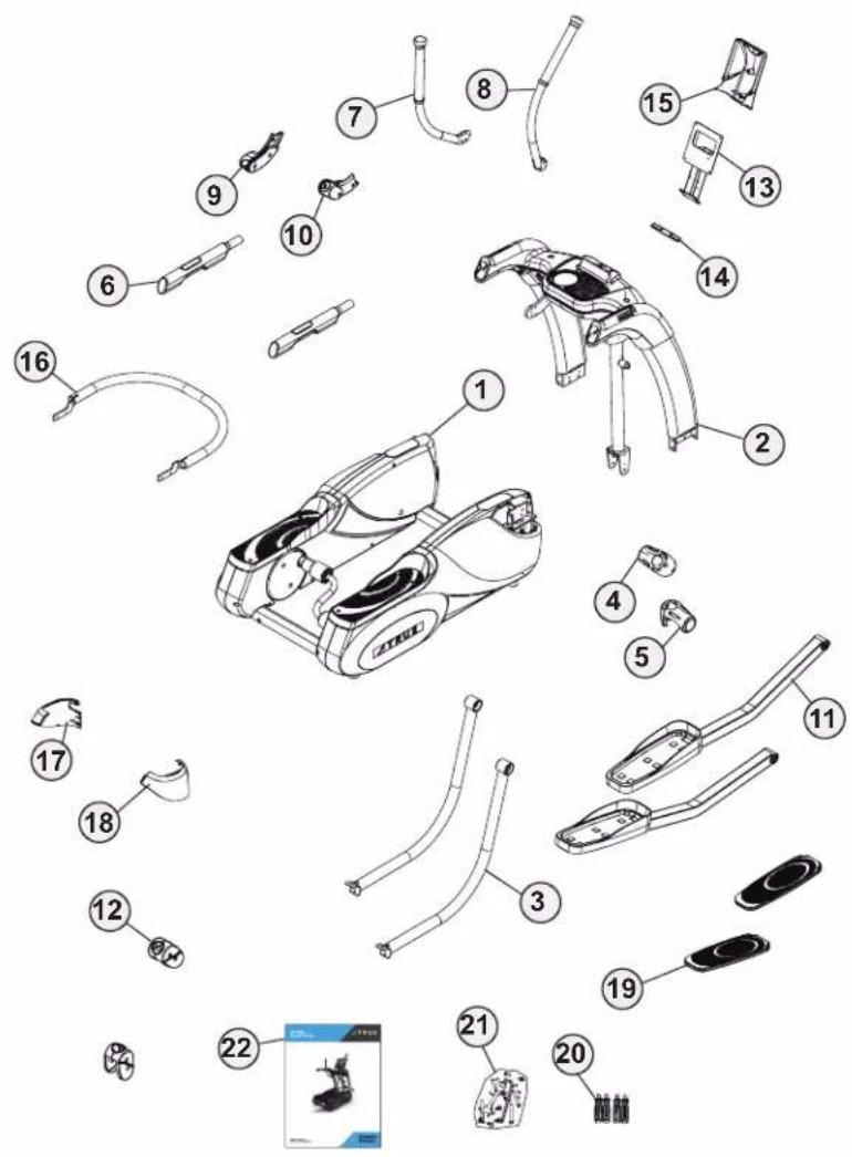 Exploded diagram of a sportswear with numbered parts for identification and assembly reference.