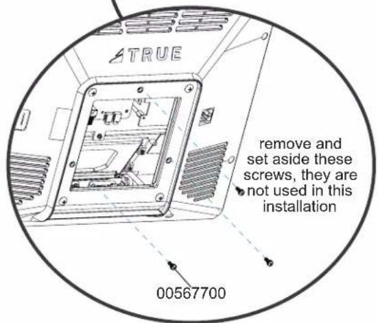 TRUE remove and set aside these screws, they are not used in this installation 00567700