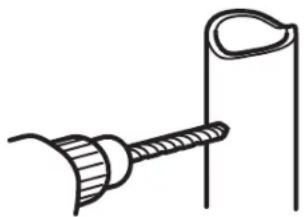 Simple line drawing of a mechanical component with a curved handle and threaded end (no text or symbols)