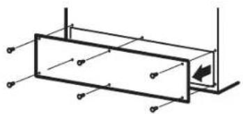 Pure technical diagram of a rectangular structure with internal components and dimension lines (no text or symbols)