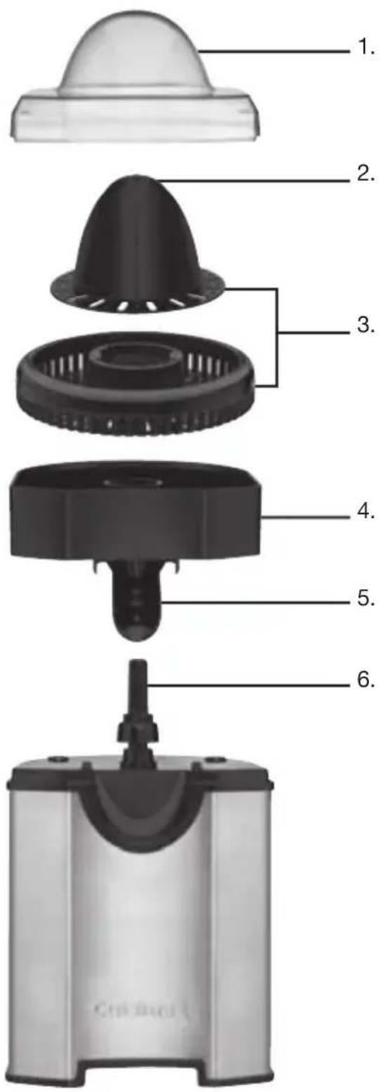 Exploded view diagram of a cleaning device with numbered parts for identification