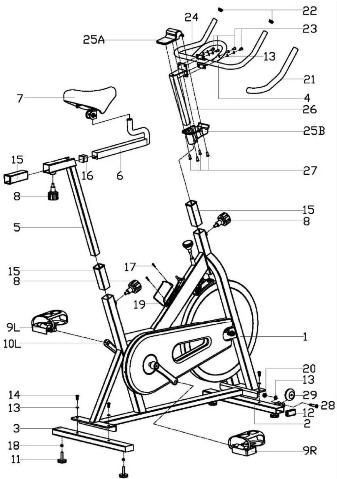 Sunny Health & Fitness SF-B1001 - EXPLODED DIAGRAM - 1