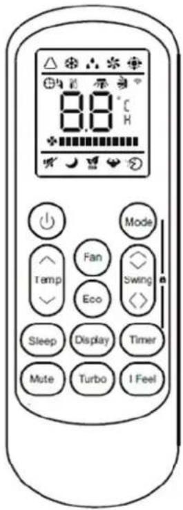 8.8°C Mode Fan Swing Eco Sleep Display Timer Mute Turbo I Feel