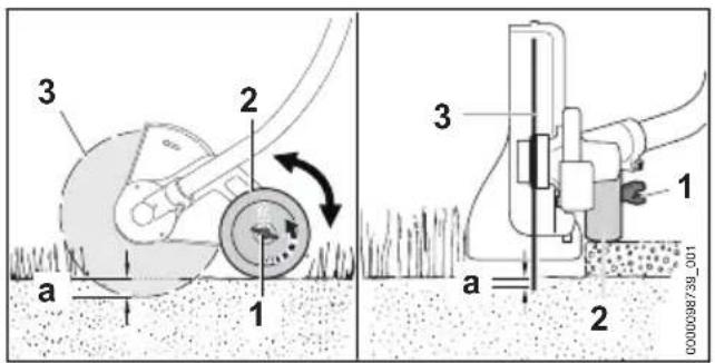 Technical diagram showing two mechanical components with labeled parts and directional arrows, likely illustrating a machining or processing procedure.